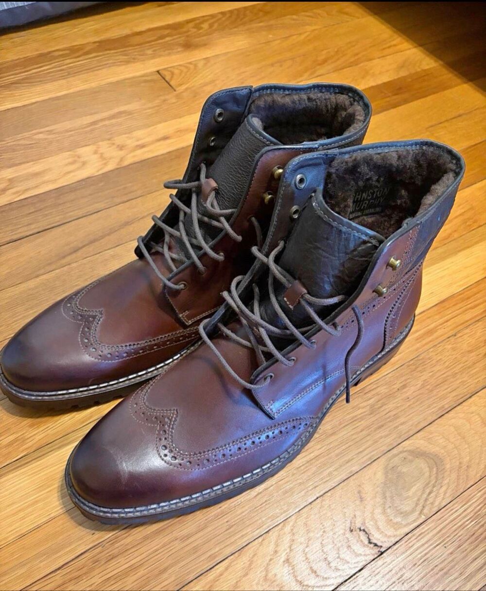 JOHNSTON & MURPHY | brown wingtip shearling boots 13